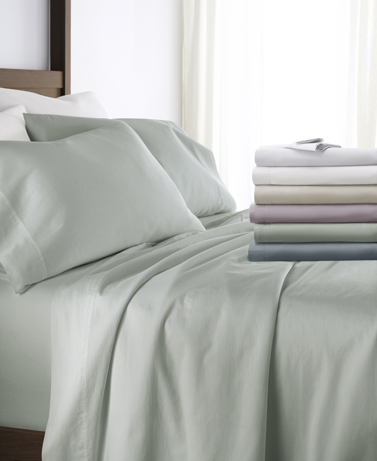 Ienjoy Home Long Staple 300-thread Count Cotton Solid 4-pc. Sheet Set, Queen In Gray