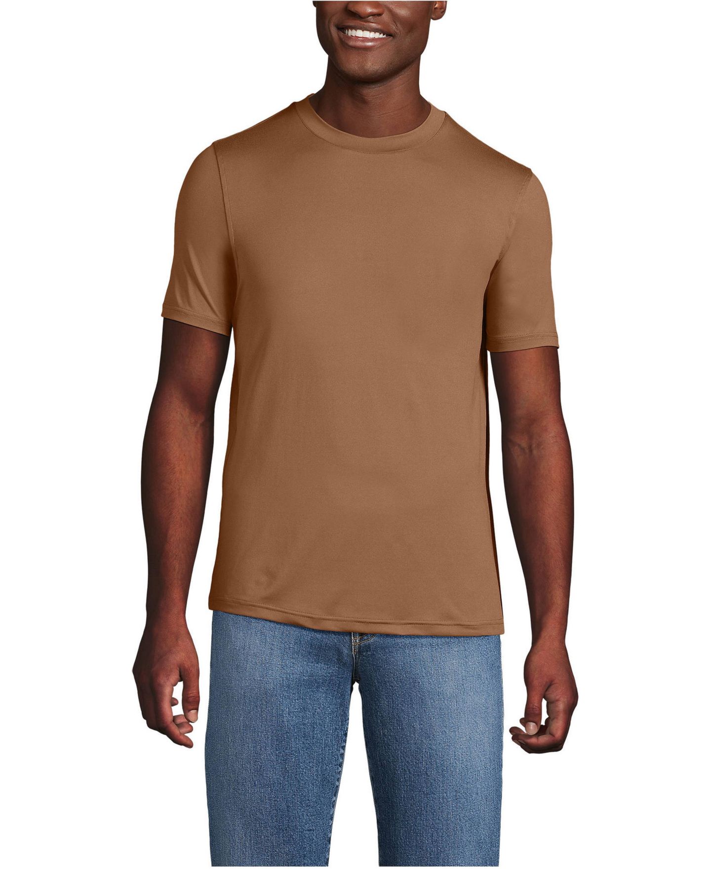 Мужская футболка Lands' End Short Sleeve Cooling Performance, цвет: Кленовый карамельный — фото 1