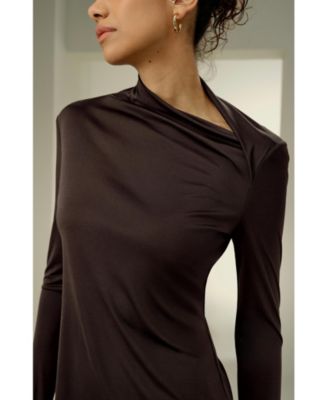 Women's Slim Fitted Silk Jersey Long Sleeve Top