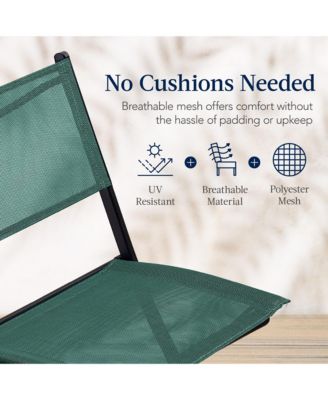 3-Piece Patio Bistro Dining Furniture Set w/ Round Textured Glass Tabletop, Folding Chairs