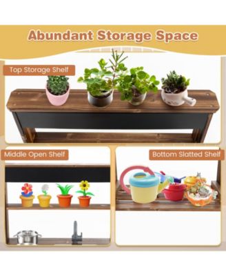 Kids Mud Kitchen Play Kitchen with Blackboard, Stoves, Removable Sink