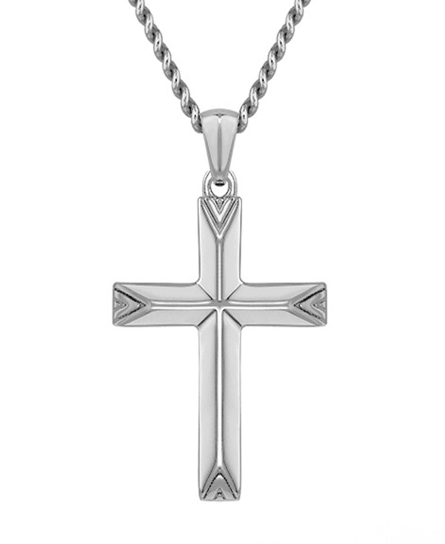 Men's Gold Cross Pendant Necklace with 21" Curb Chain