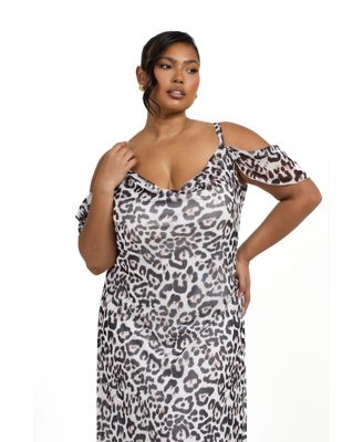 Women's Off The Shoulder Leopard Maxi Dress