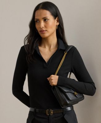 Lauren Ralph Lauren - Women's Rib-Knit Long-Sleeve Polo Top