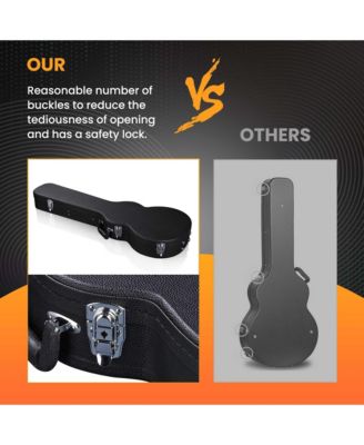 Electric Guitar Hard Case for LP Les Paul Style w/ Folding Guitar Floor Stand