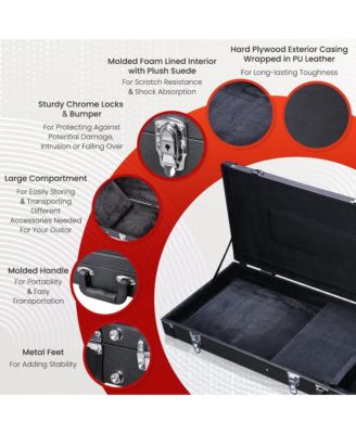 Electric Bass Guitar Hard Case Wooden Hard Shell & Folding Guitar Floor Stand