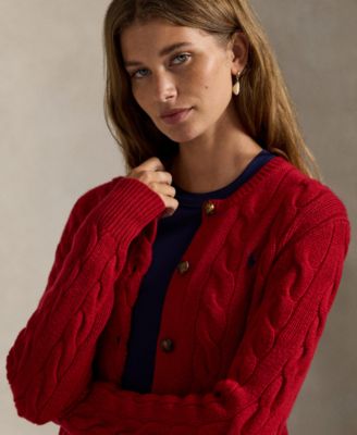 Women's Cable-Knit Wool-Cashmere Cardigan Sweater