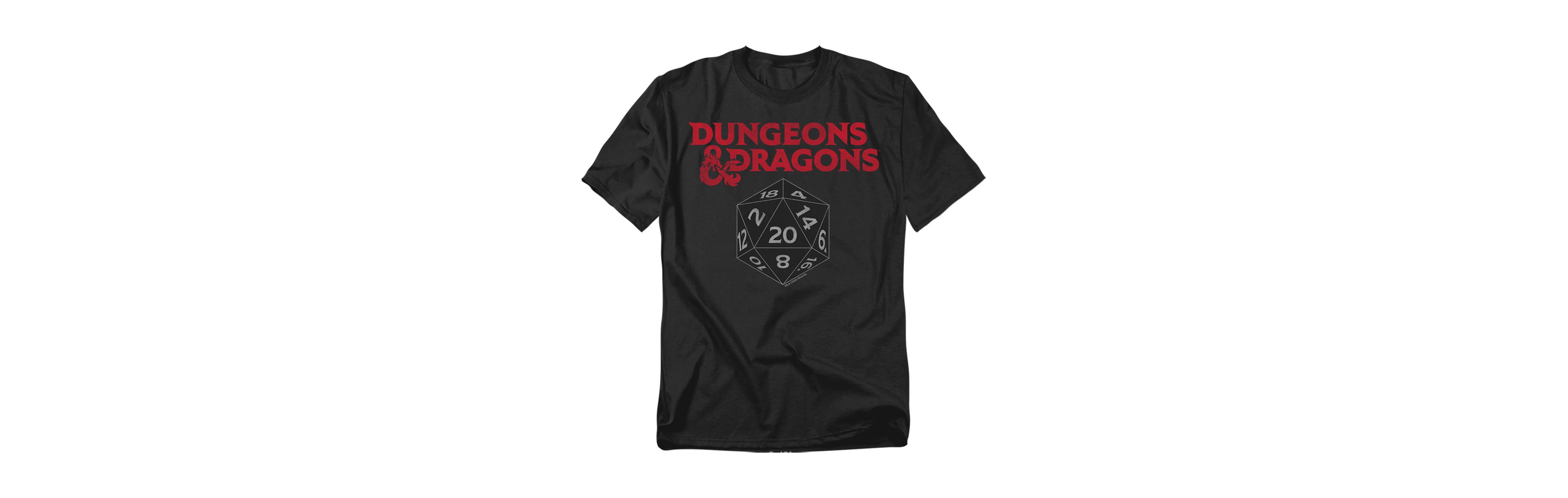 Logovision Men's Dungeons & Dragons Black D20 T Shirt