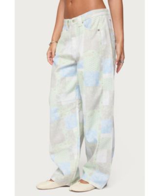 Women's Patchwork Low Rise Baggy Jeans