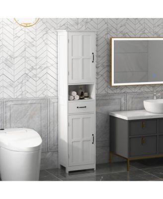 Bathroom Cabinet with Space-Saving Construction for Towels and Storage