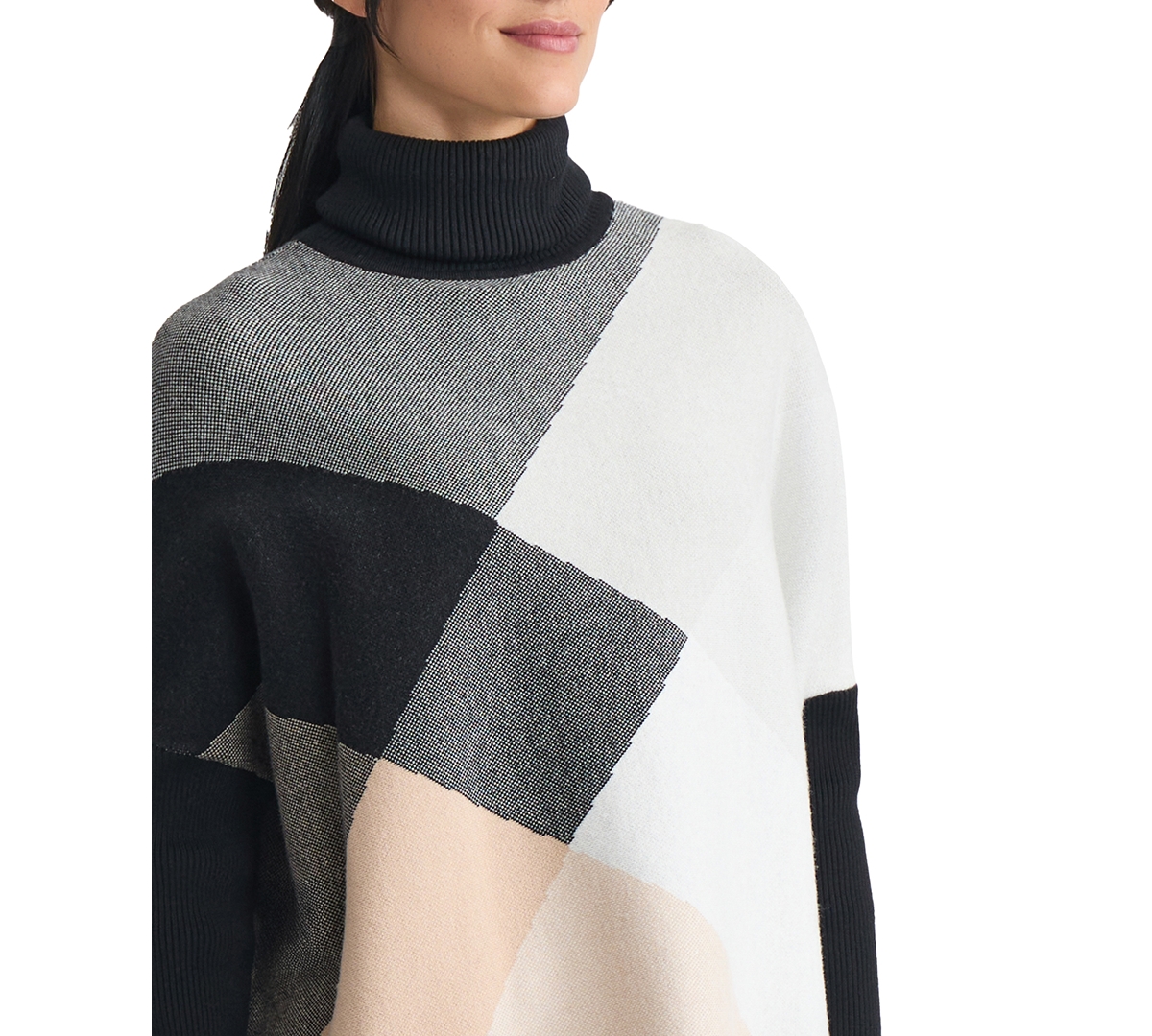 Jones New York Jacquard Turtleneck Sweater In White