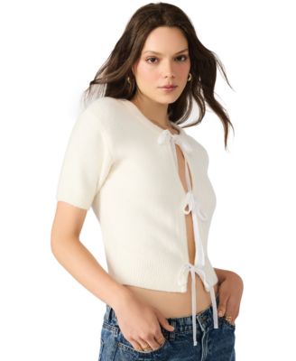 Women's Sereia Short Sleeve Tie-Front Cardigan Sweater