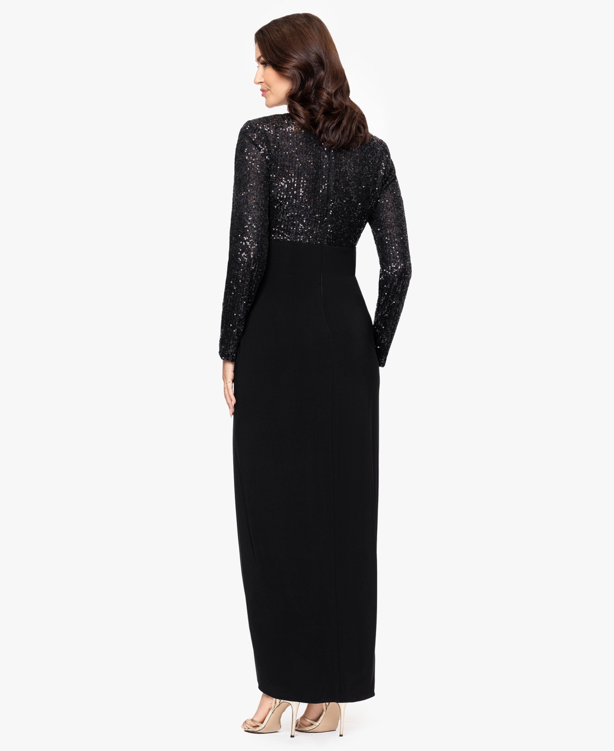 Betsy and Adam Women's Long Sleeve Sequined Dress