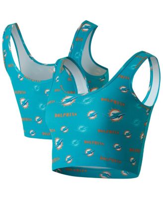 Concepts Sport - Women's Aqua Miami Dolphins Mosaic Allover Print Bralette