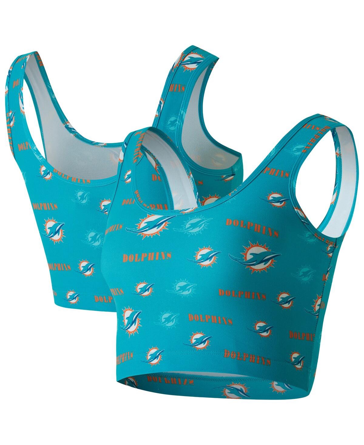 Concepts Sport Women's Aqua Miami Dolphins Mosaic Allover Print Bralette In Blue