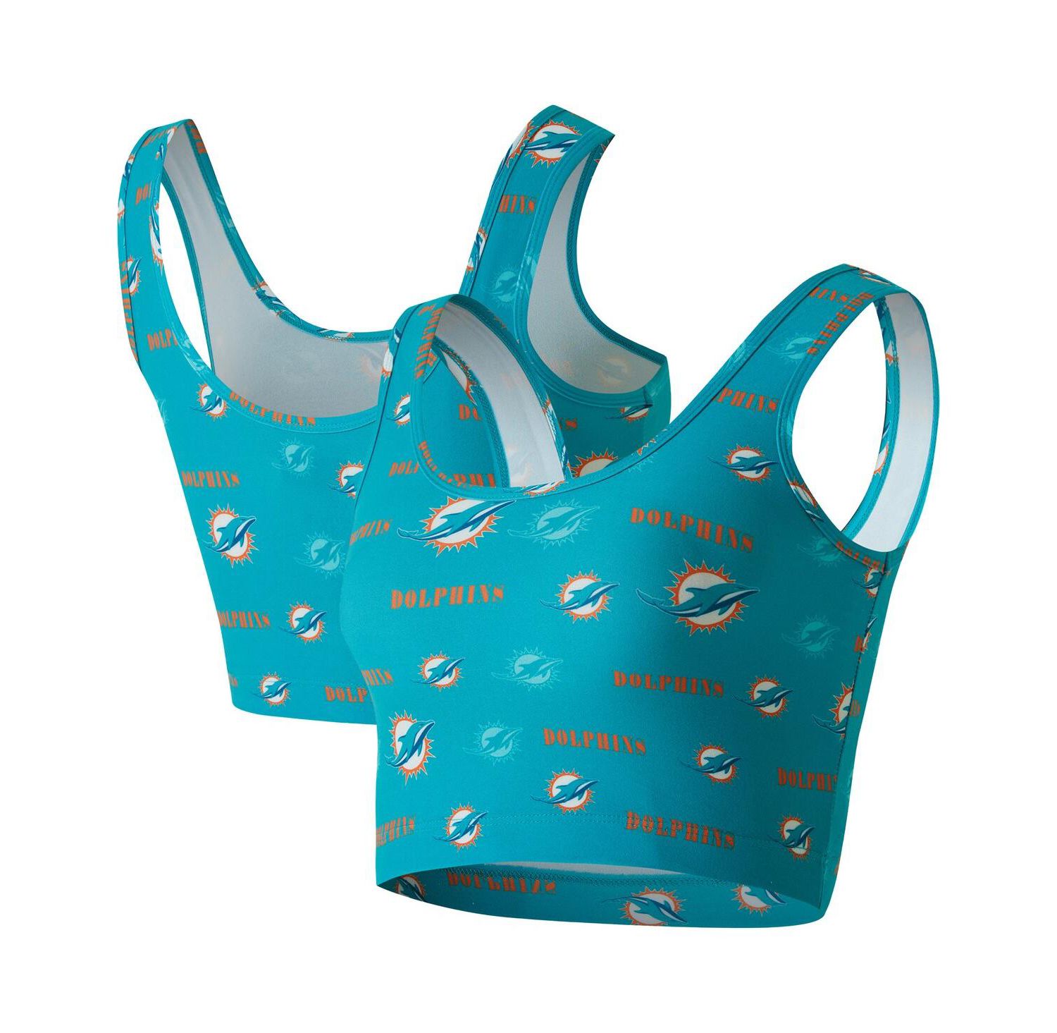 Women's Aqua Miami Dolphins Mosaic Allover Print Bralette