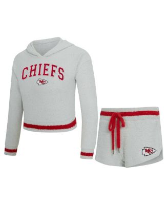Concepts Sport - Women's Gray Kansas City Chiefs Whitley Long Sleeve Hoodie Top Shorts Set