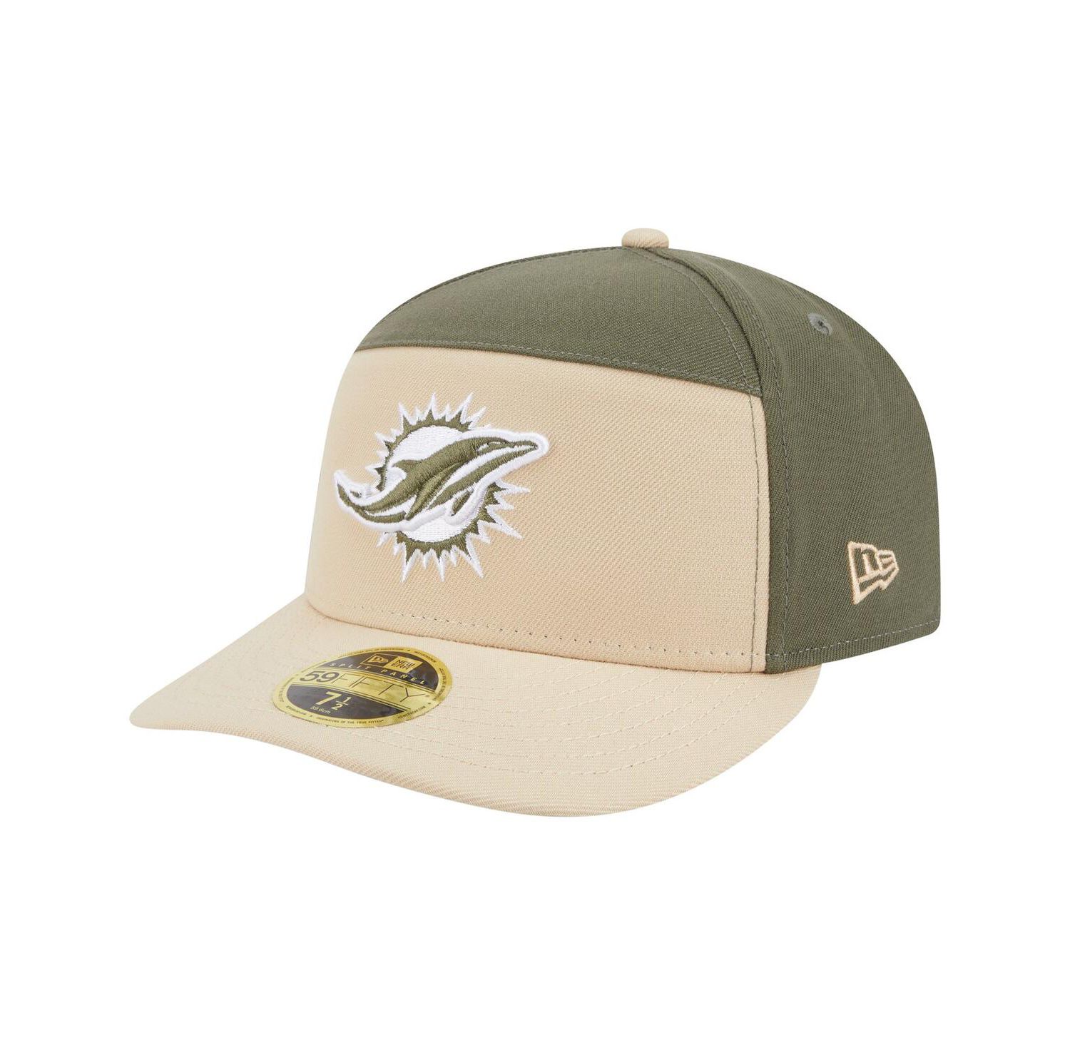 Men's Light Beige/Olive Miami Dolphins Two-Tone Color Pack Split Panel 59FIFTY Fitted Hat