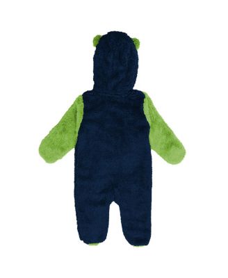 Baby Boys and Girls College Navy Seattle Seahawks Stay Napping Fleece Bunting Full-Zip Sleeper