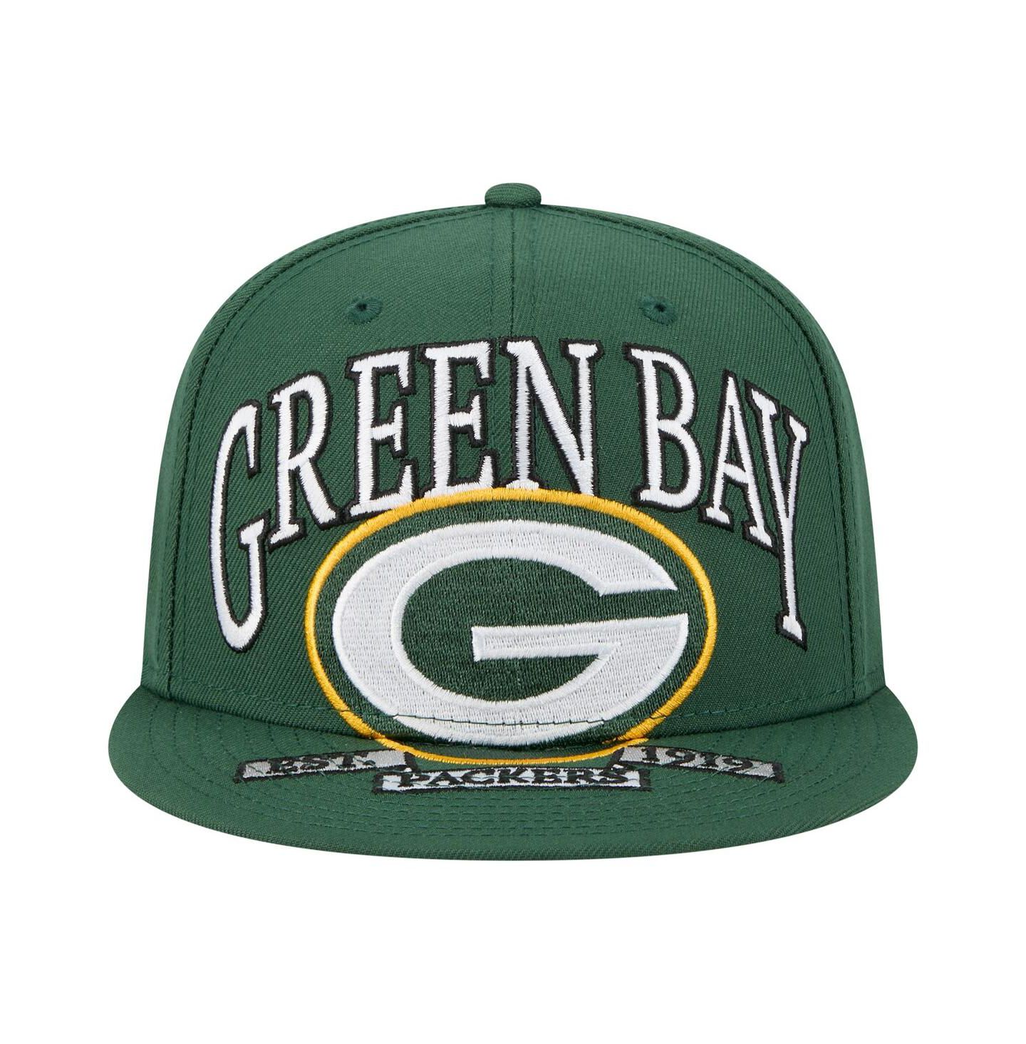 Мужская кепка New Era Green Green Bay Packers Oversized 59FIFTY Fitted Hat — фото 5