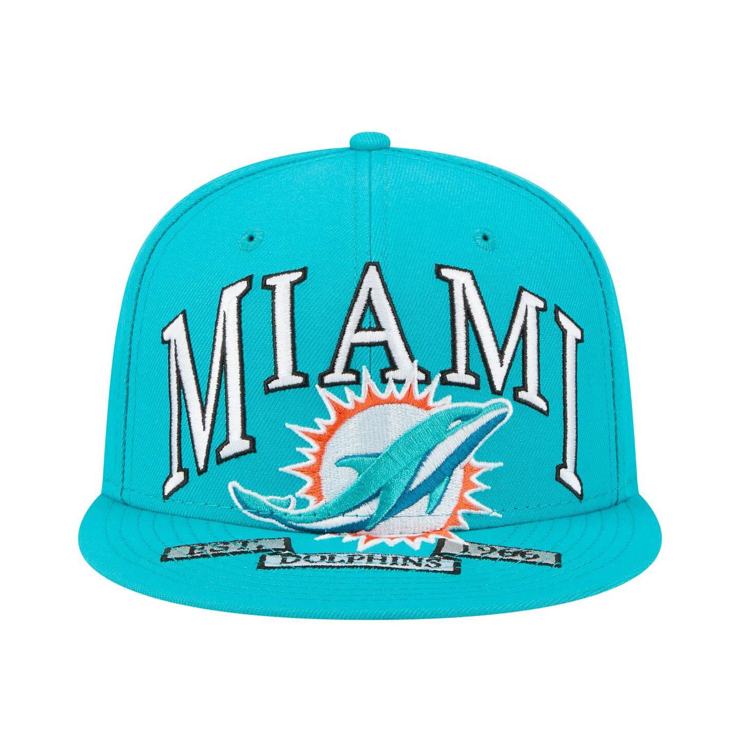 Мужская кепка New Era Aqua Miami Dolphins Oversized 59FIFTY Fitted Hat — фото 5