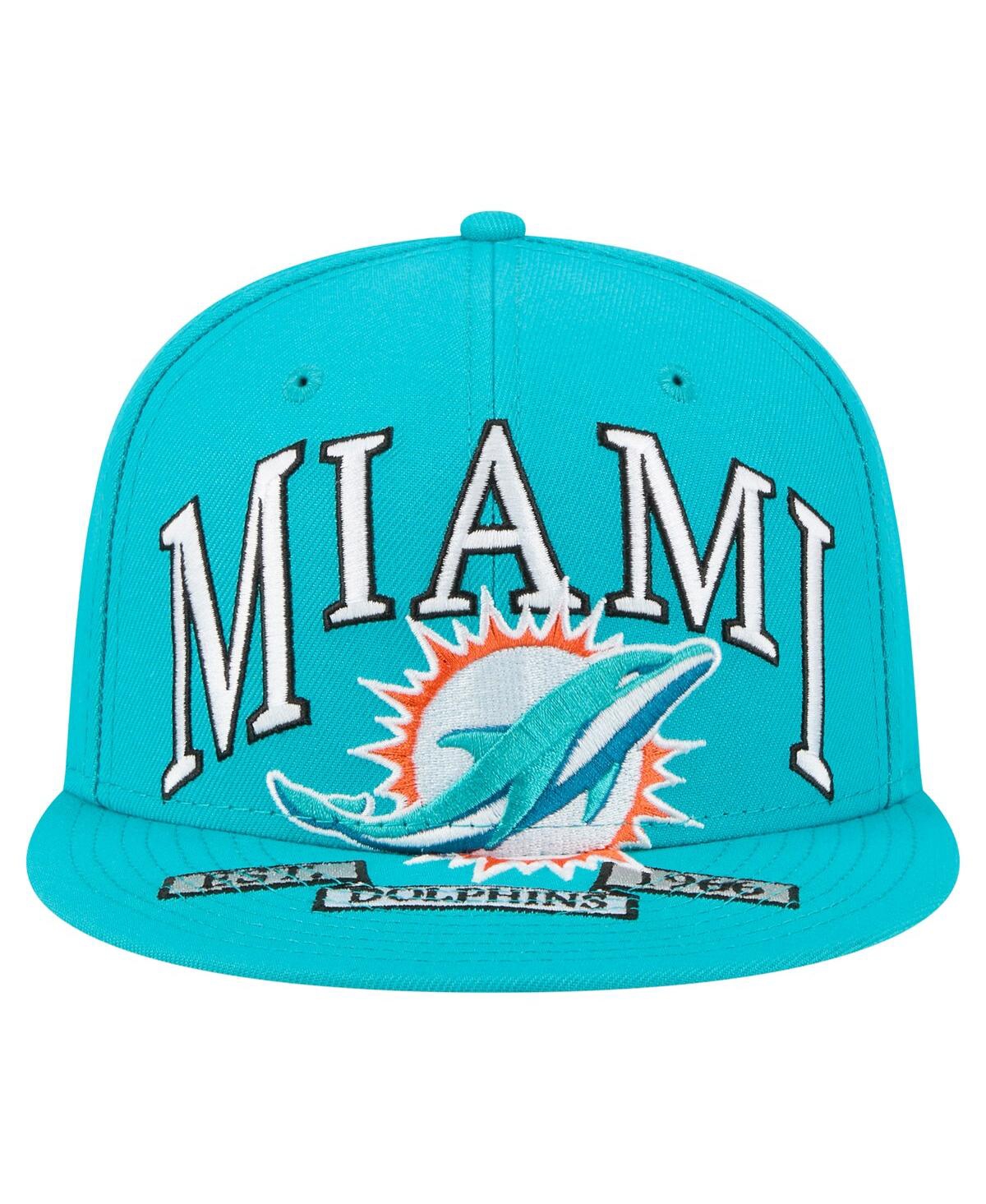 New Era Men's Aqua Miami Dolphins Oversized 59FIFTY Fitted Hat