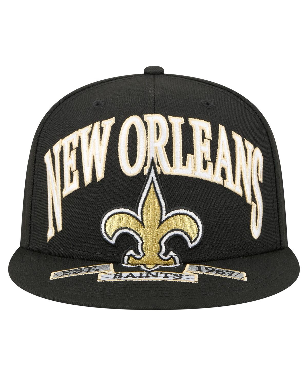New Era Men's Black New Orleans Saints Oversized 59fifty Fitted Hat In Black