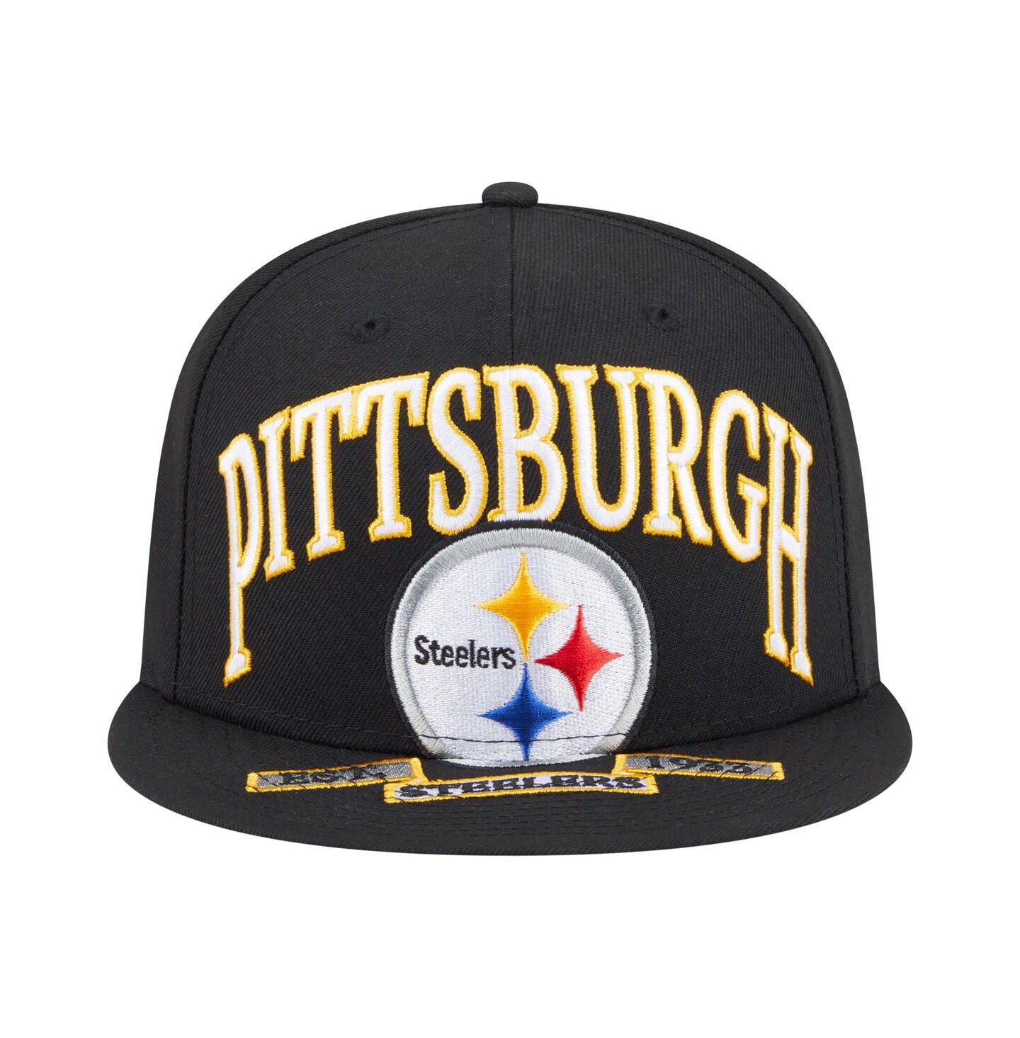 Мужская кепка New Era Black Pittsburgh Steelers Oversized 59FIFTY Fitted Hat — фото 5
