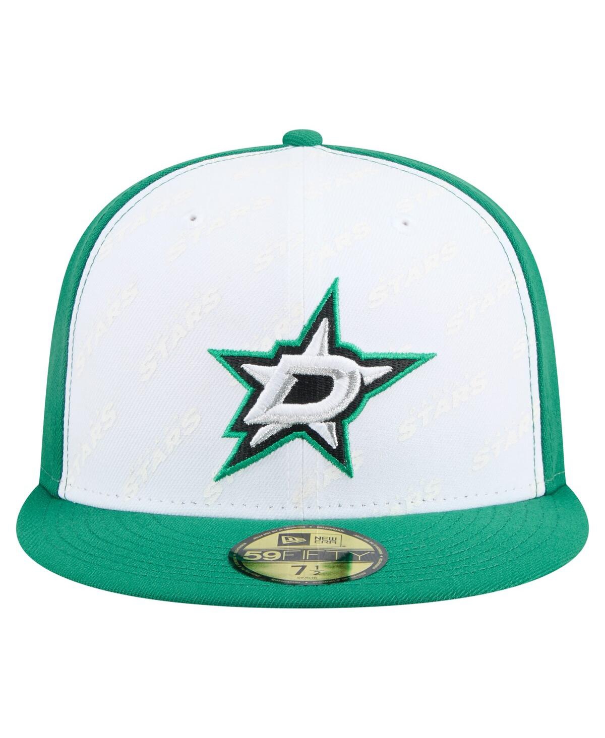 New Era Men's White/kelly Green Dallas Stars Repeat Two-tone 59fifty Fitted Hat In Green