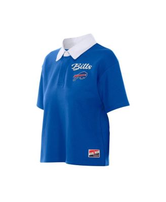 Women's Royal Buffalo Bills Throwback Boxy Cropped Polo Shirt