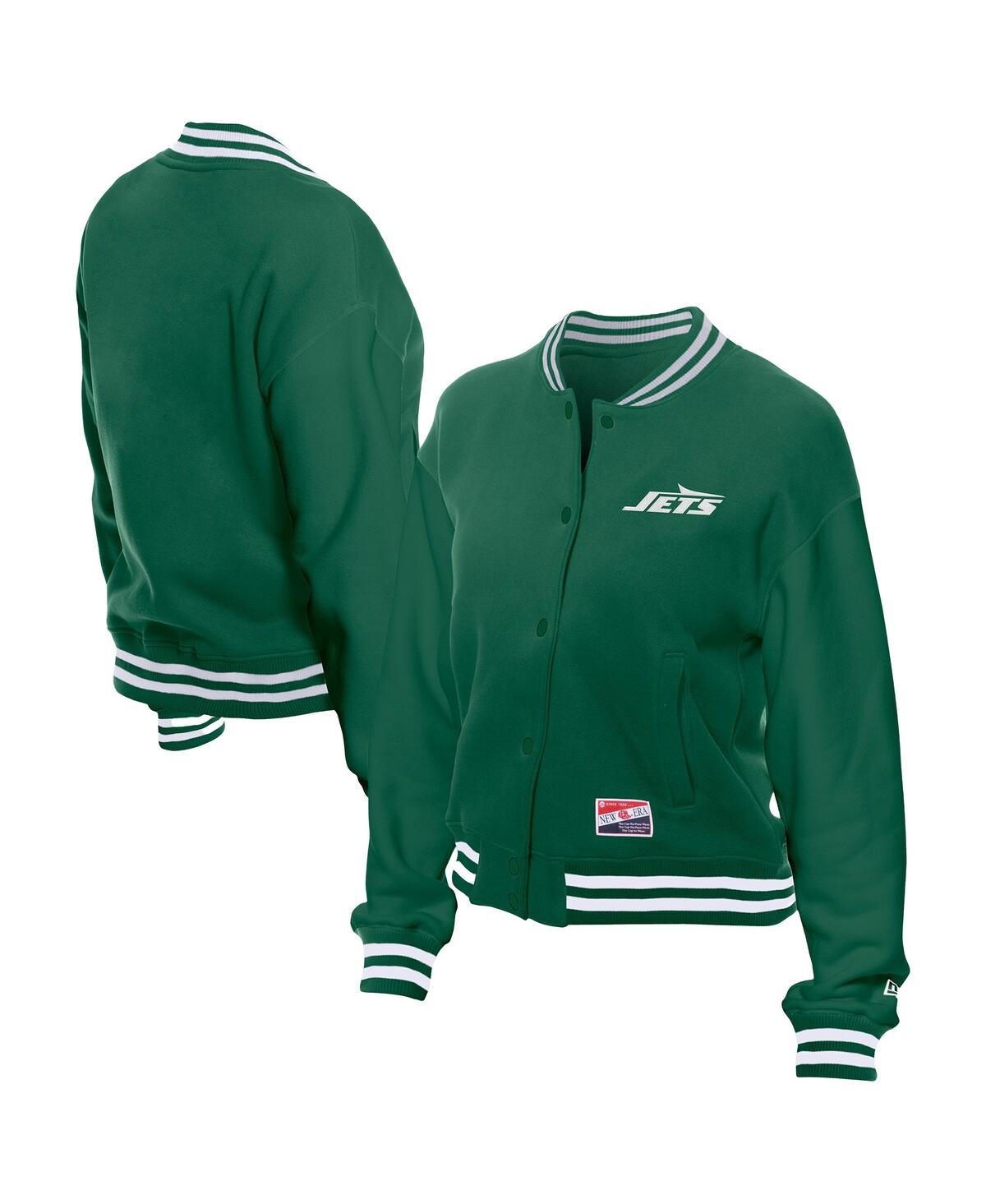 New Era Women's Kelly Green New York Jets Throwback Fleece Full-snap Jacket In Green