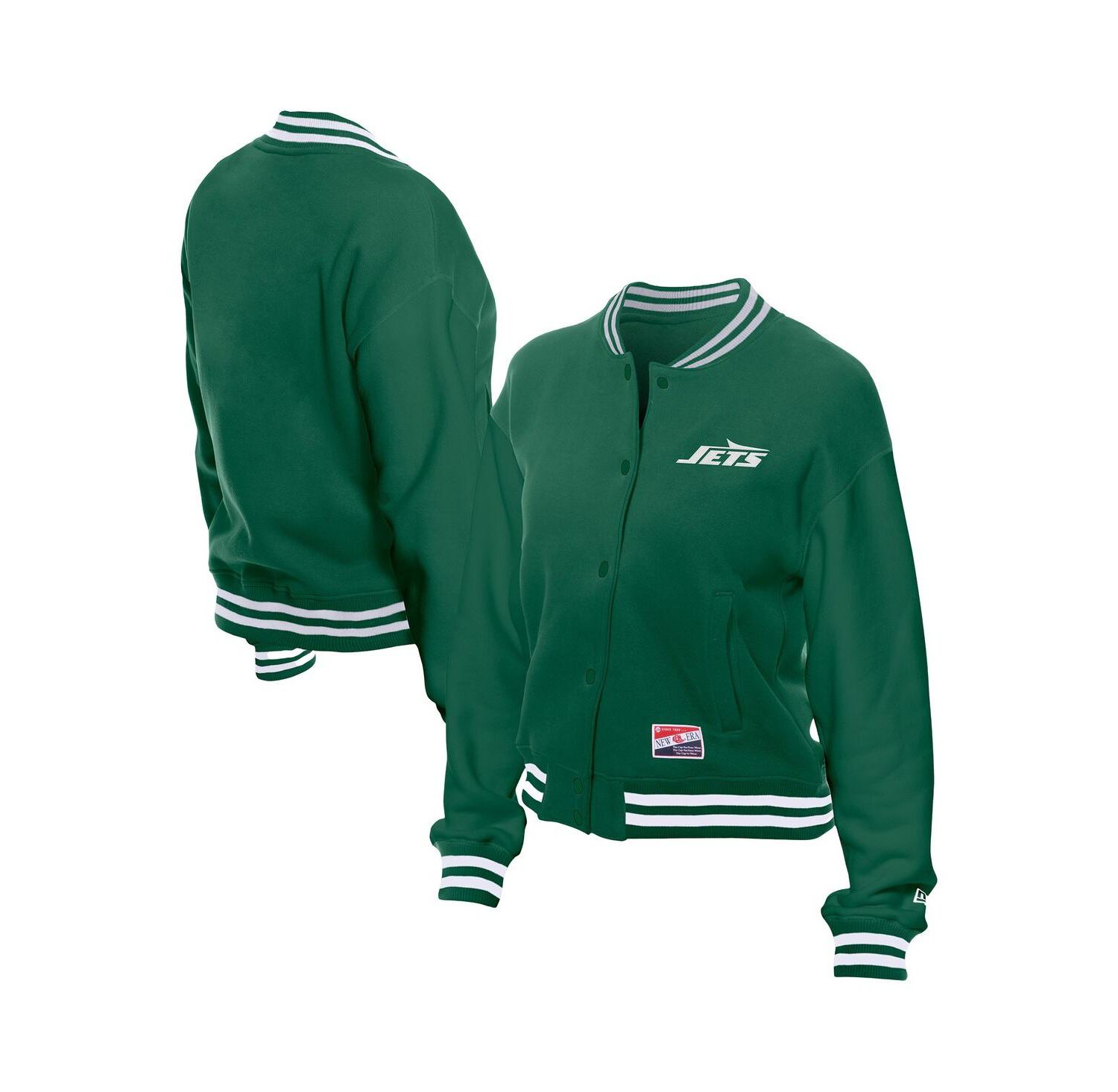 Women's Kelly Green New York Jets Throwback Fleece Full-Snap Jacket