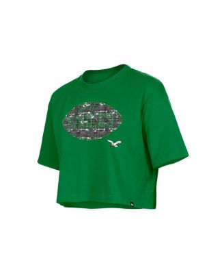 Girl's Kelly Green Philadelphia Eagles Flip Sequin Boxy T-Shirt