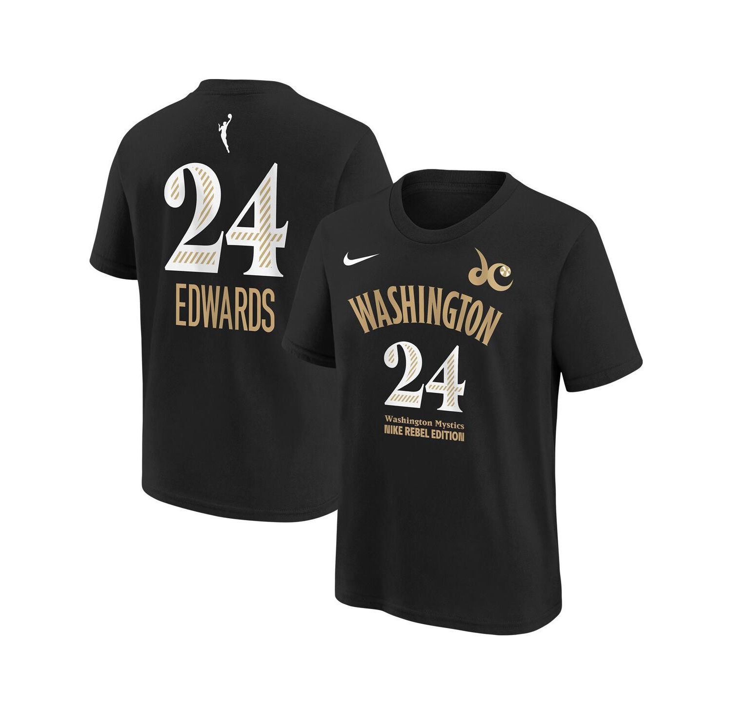 Big Boys and Girls Aaliyah Edwards Black Washington Mystics Draft Rebel Edition Name & Number T-Shirt