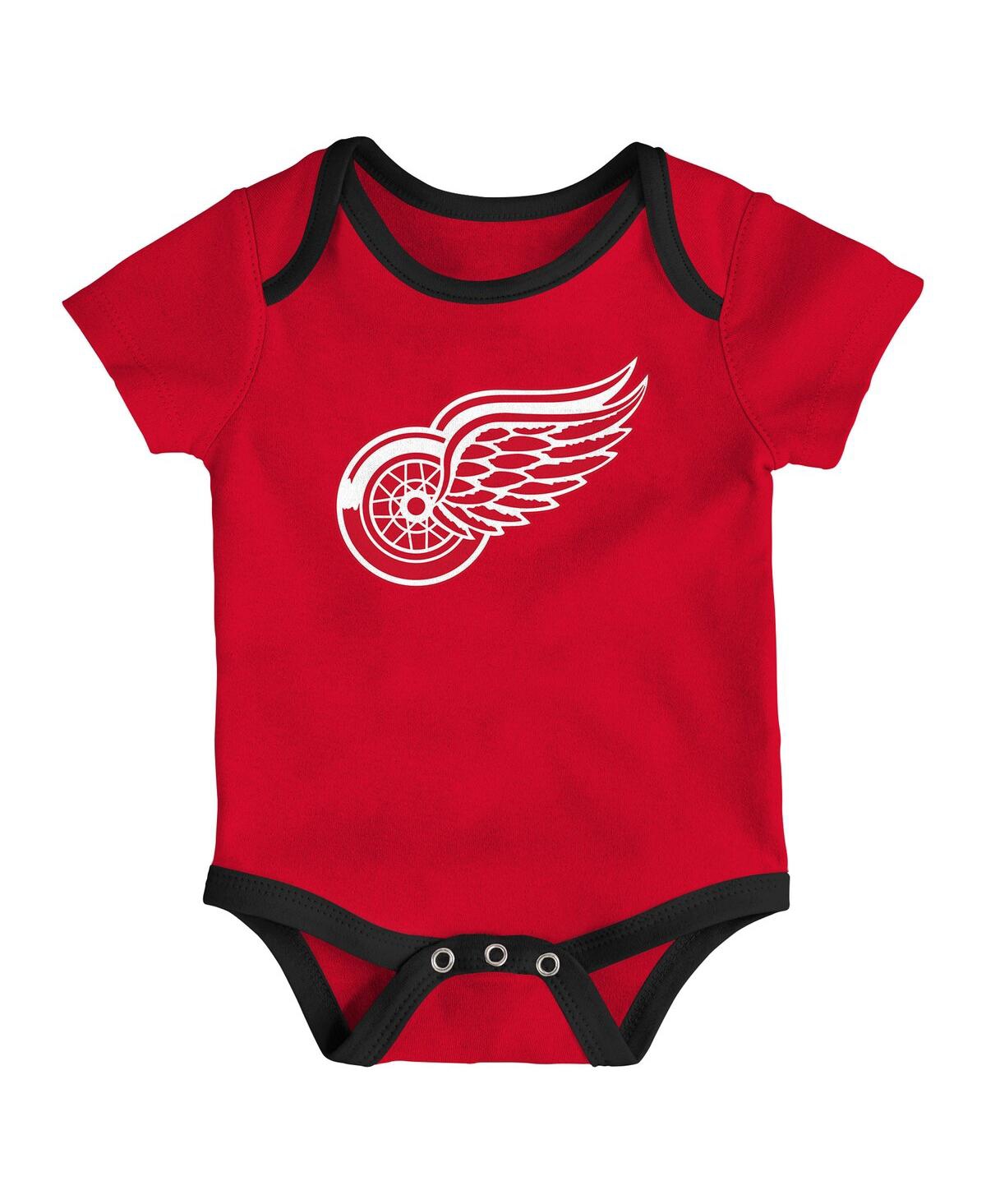 Outerstuff Baby Boys And Girls Detroit Red Wings Loyal Buddies Three-pack Bodysuit Set In Red