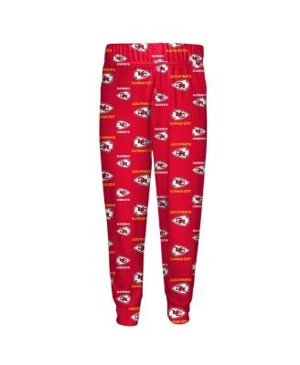 Big Boys and Girls 2-Piece Red Kansas City Chiefs All-Over-Print Long Sleeve T-Shirt and Pants Sleep Set