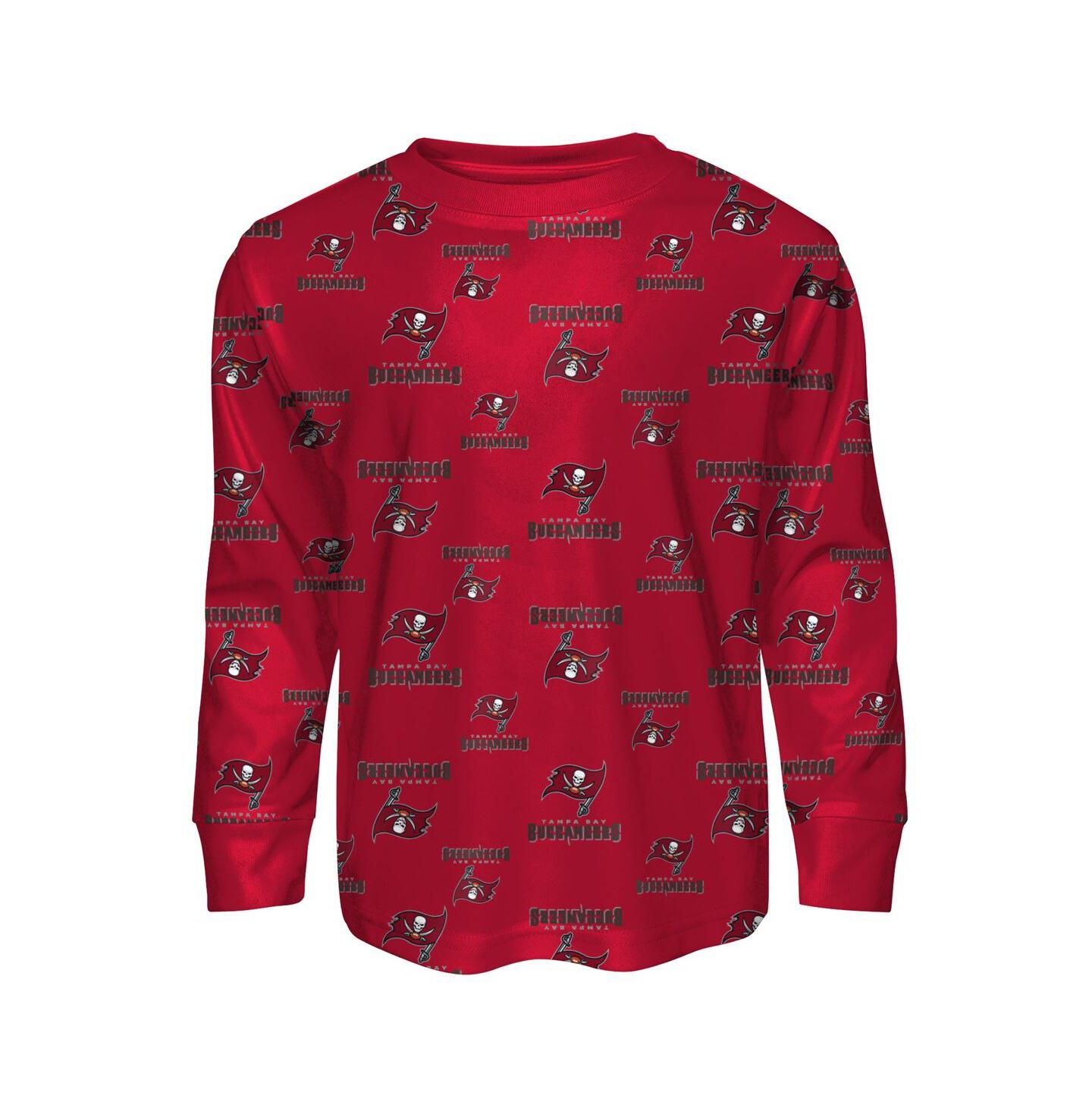 Детские пижамы Outerstuff Preschool 2-Piece Red Tampa Bay Buccaneers All-Over-Print Long Sleeve T-Shirt and Pants Sleep Set — фото 3