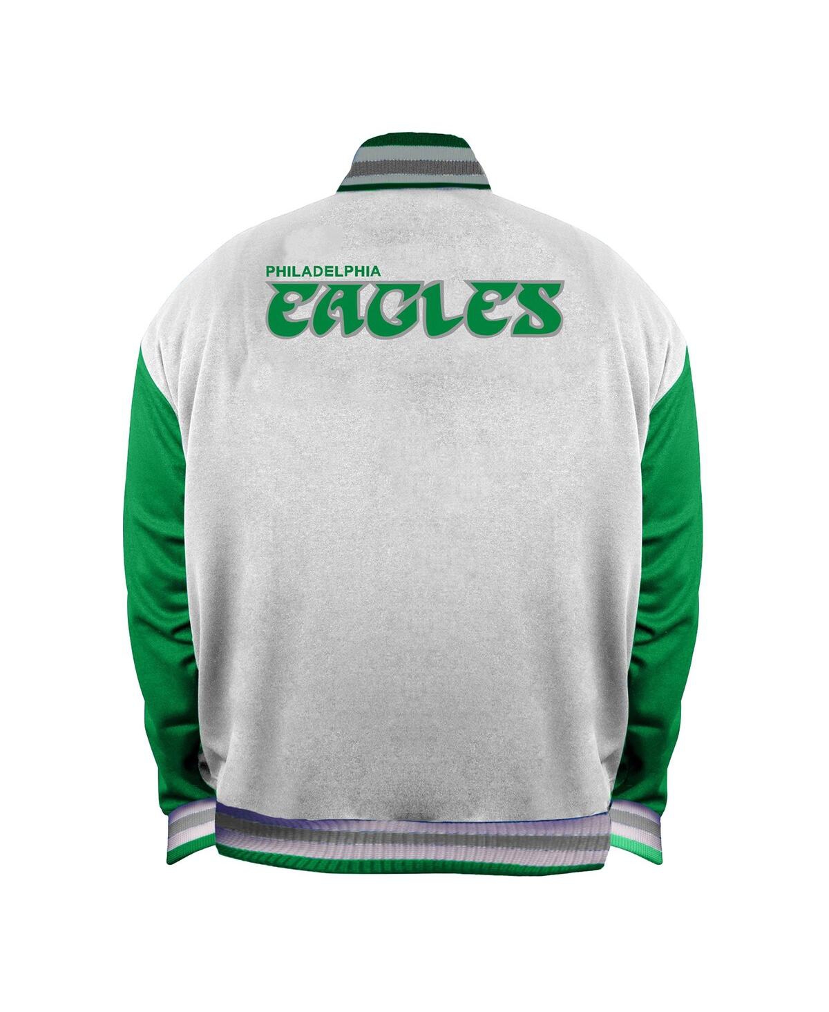Mitchell & Ness Mitchell Ness Women's White Philadelphia Eagles Throwback Plus Size Full-snap Satin Jacket In White