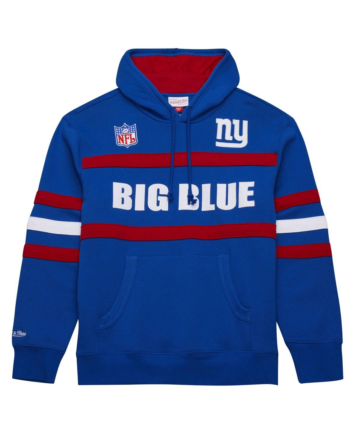 Mitchell & Ness Mitchell Ness Men's Royal New York Giants Logo Head Coach Fleece Pullover Hoodie In Blue