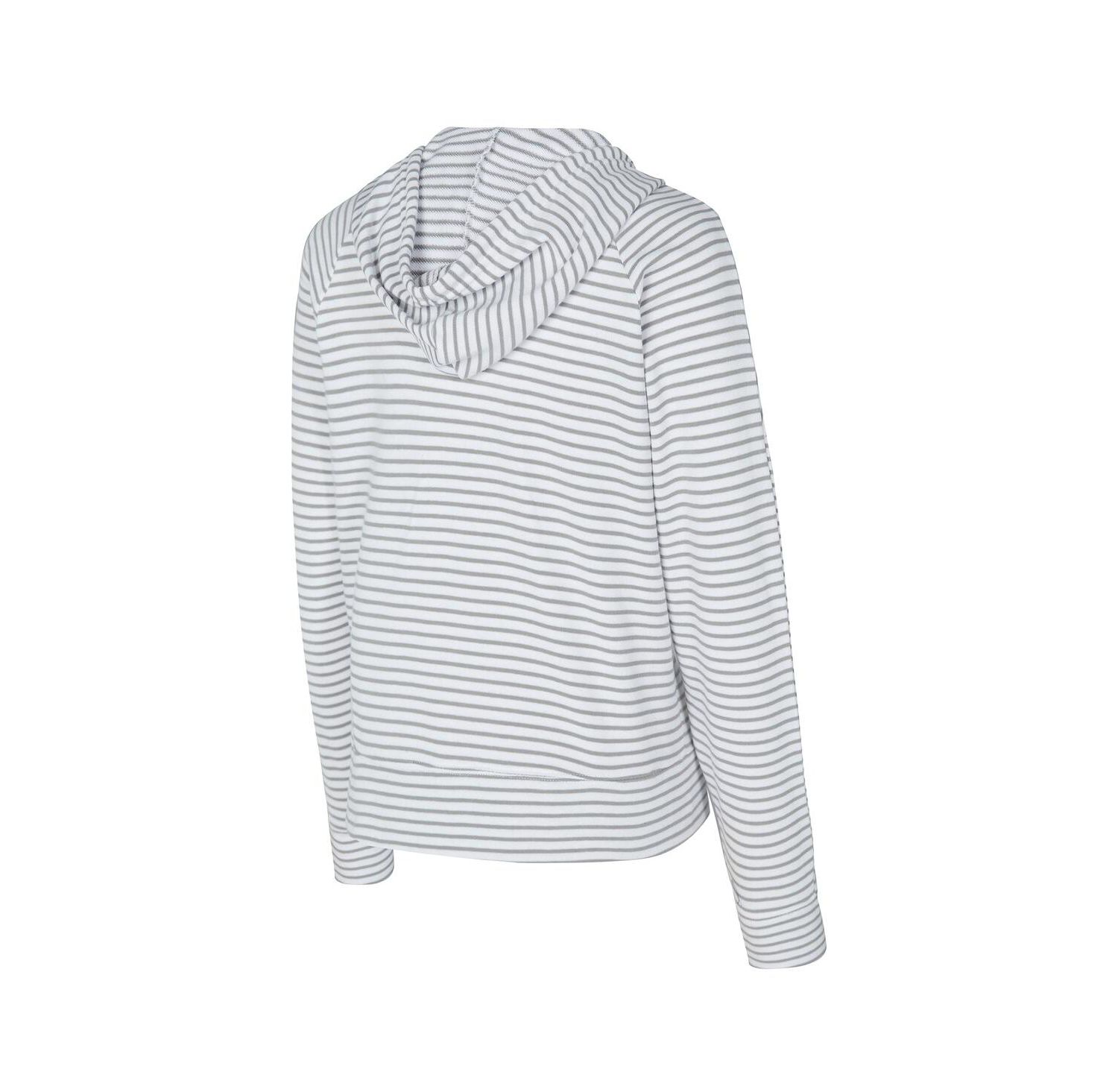 Women's White/Gray Las Vegas Raiders Liftoff Striped V-Neck Hoodie