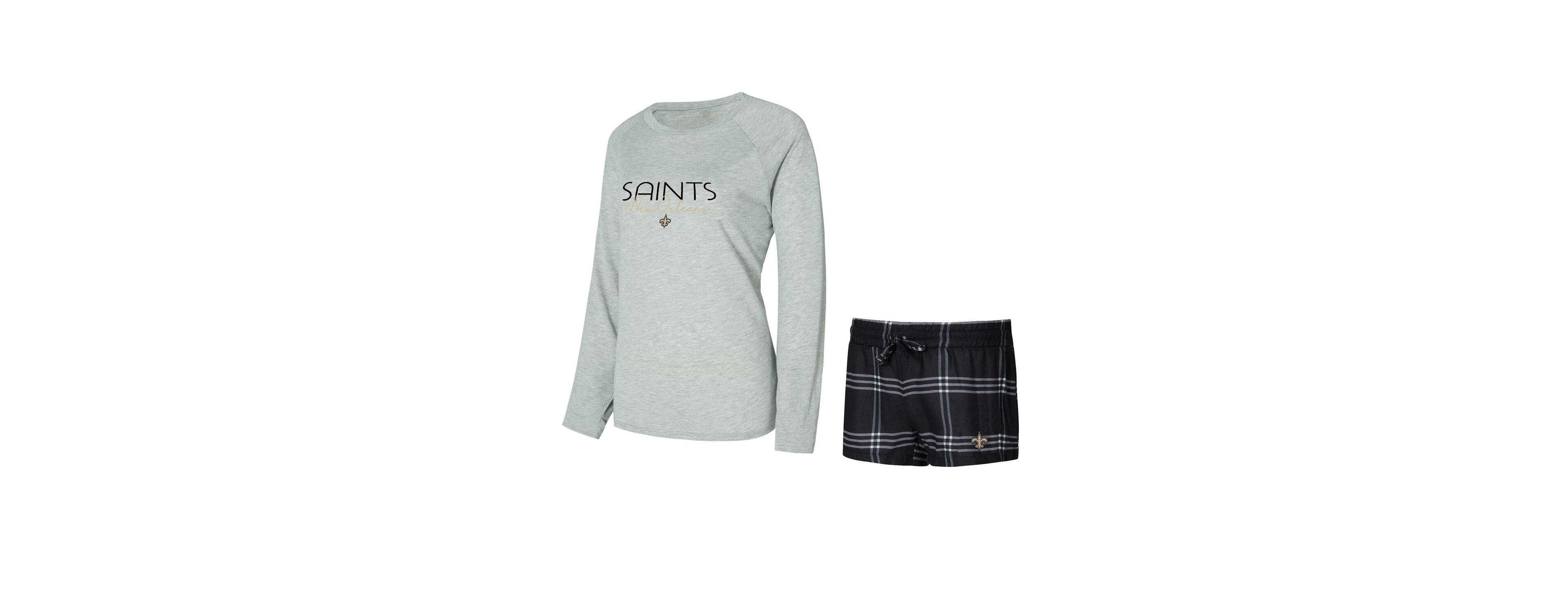 Concepts Sport Women's New Orleans Saints Petition Raglan Long Sleeve Top Shorts Set