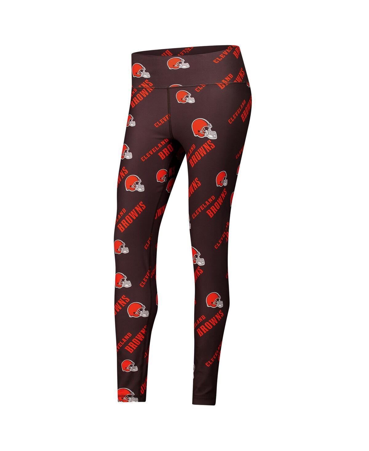 Concepts Sport Women's Brown Cleveland Browns Breakthrough Allover Print Knit Sleep Leggings In Brown