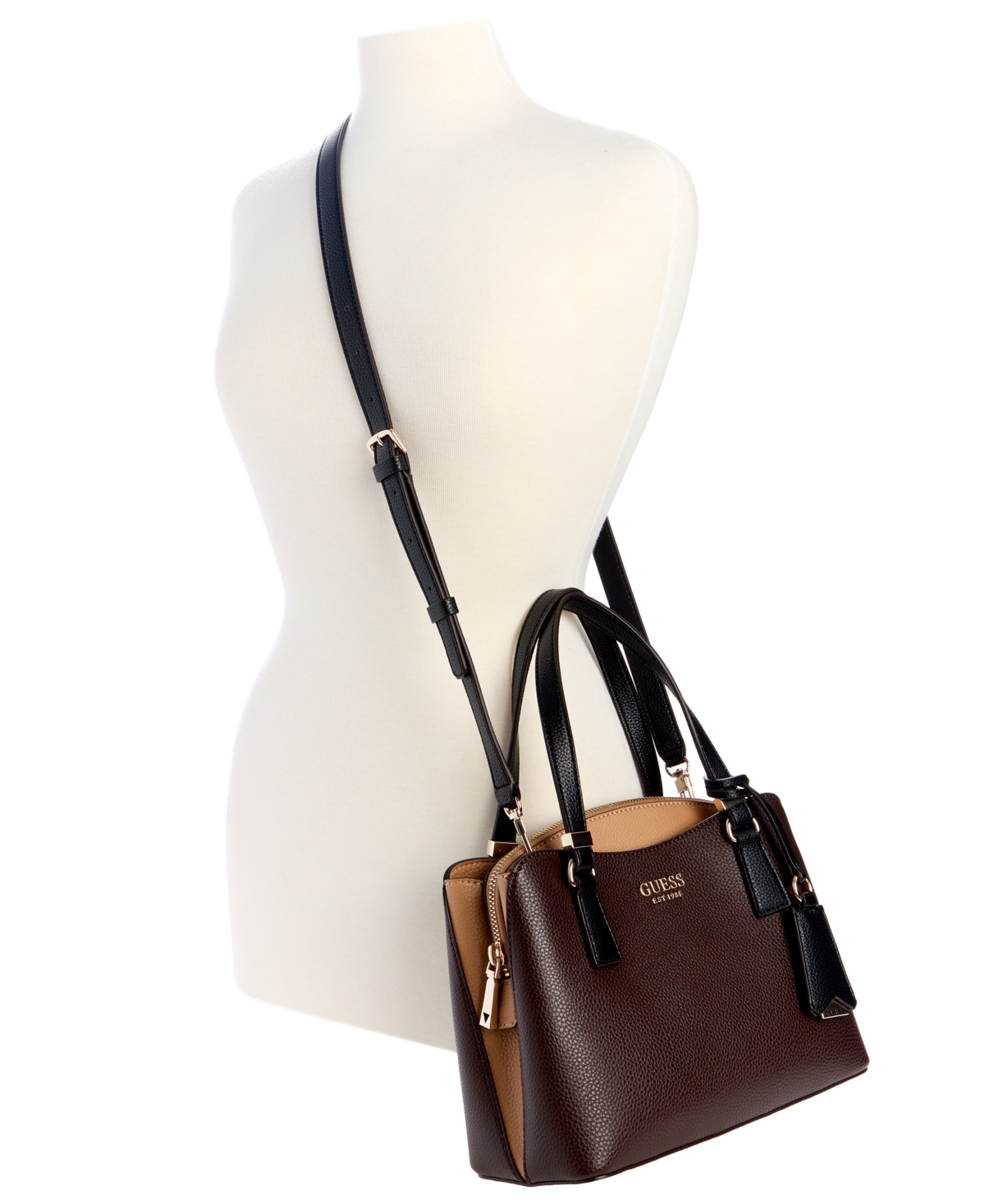 Guess Lyndi Small Girlfriend Satchel Bag In Brown