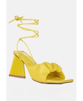 Womens Primavera Ruched Triangular Heel Lace Up Sandal