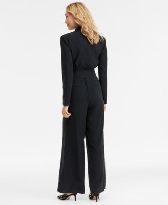 Women's Long-Sleeve Tie-Belt Jumpsuit, Macy's Exclusive