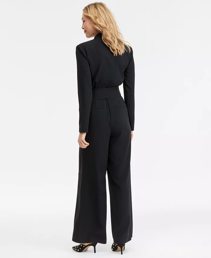 Women's Long-Sleeve Tie-Belt Jumpsuit - thumbnail 4