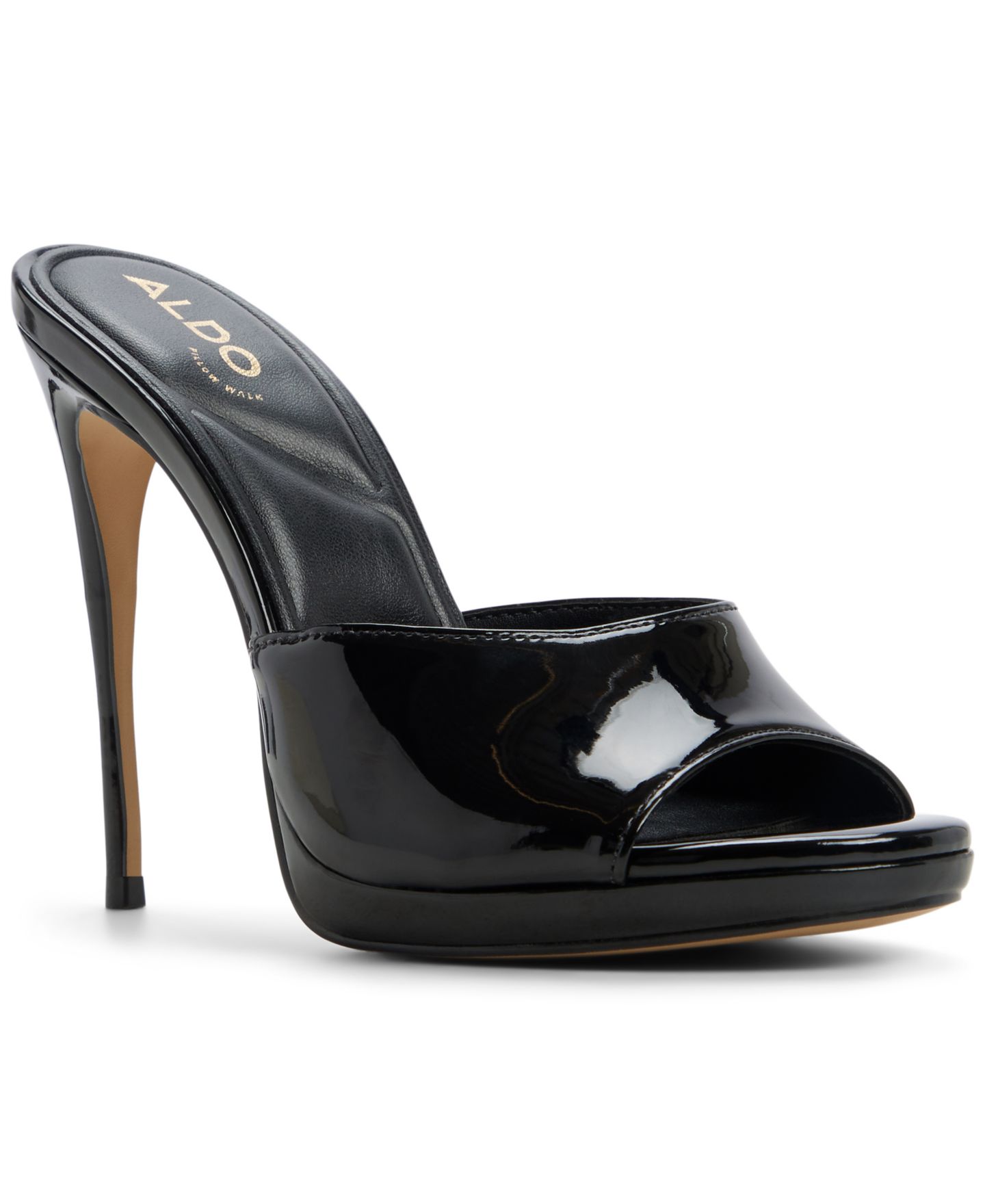 Женские сандалии ALDO Rivieraa Slip-On Round Toe Dress Sandals, цвет: Чёрный лаковый — фото 1