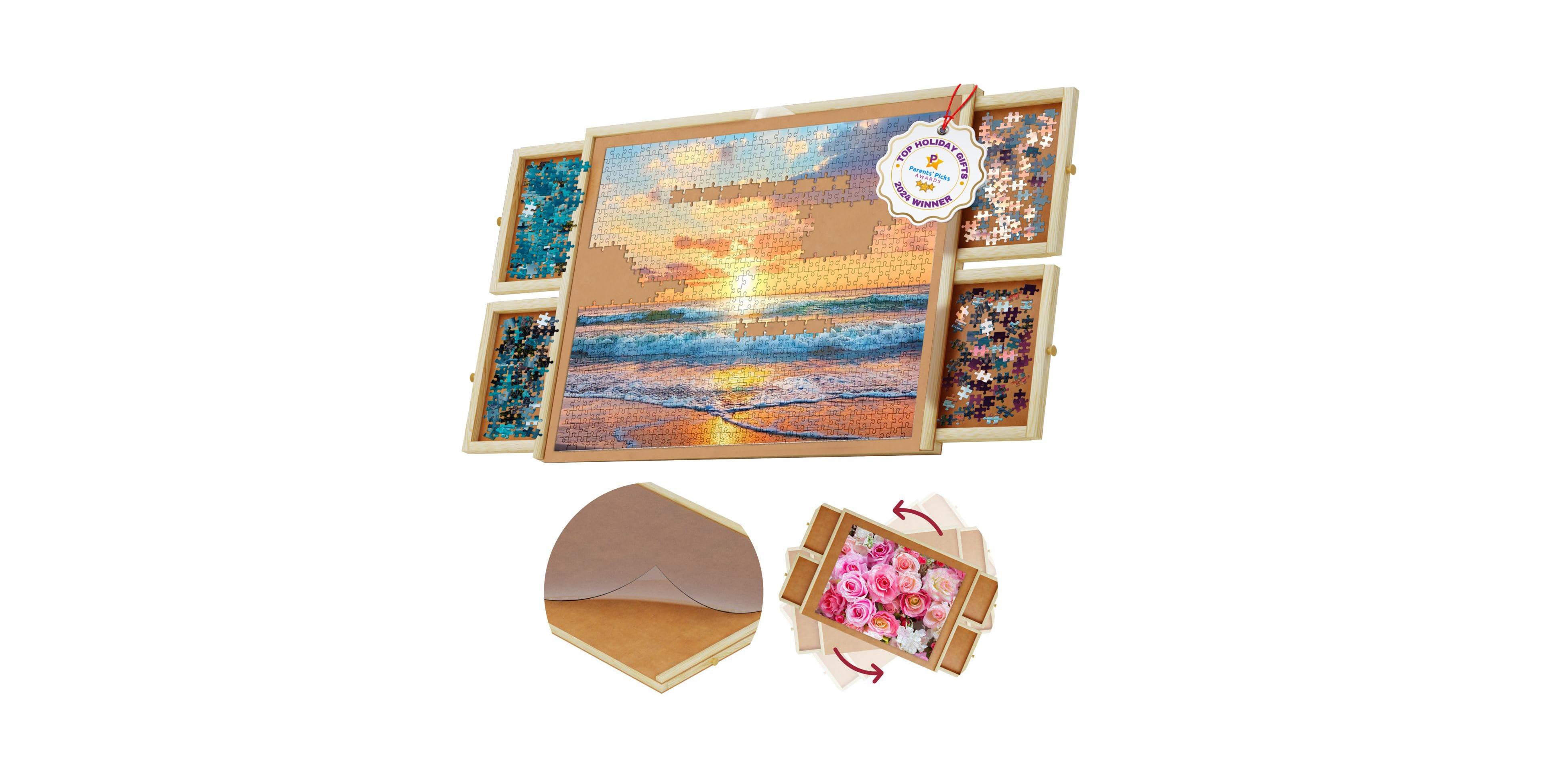 Beyond Innoventions Wooden Puzzle Table – Portable Jigsaw Organizer