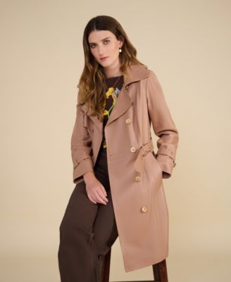 Women's Leather Trench Coat, Created for Macy's