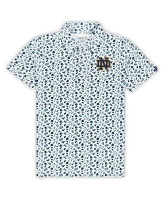 Garb - Toddler White/Navy Notre Dame Fighting Irish Tom Allover Print Performance Polo Shirt
